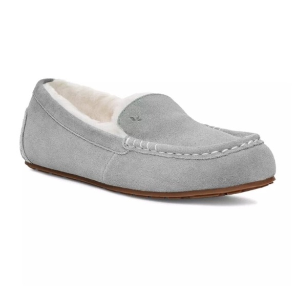 Koolaburra by UGG Lezly Wild Dove Gray Womens Suede Faux Fur Moccasin Slippers - Picture 1 of 16